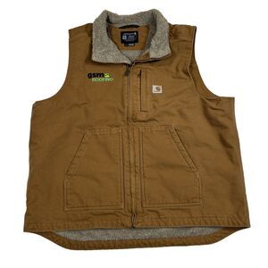 Carhartt Washed Duck Sherpa-Lined Mock Neck Vest XL Loose Fit OV4277-M Brown
